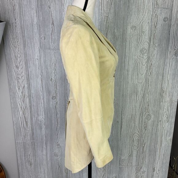 Brunello Cucinelli Vera Pelle Asymmetric Draped Leather Blazer Jacket Italian Si - Picture 3 of 14